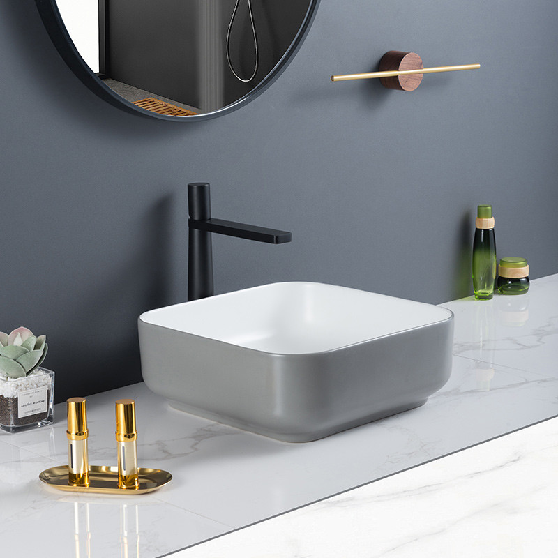 Не-пористый поверхностный встречный верхний таз мытья раковины Bathroom симметричный квадратный