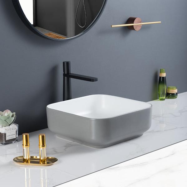 Non-Leakage Square Ceramic Bathroom Sink No Seams Retro Grey Wash Basin