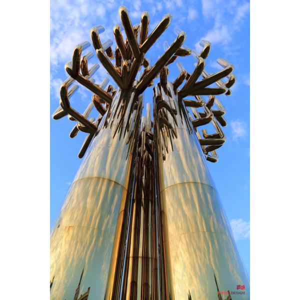 Large Stainless Steel Tree Sculpture Custom Urban Public Art for Square Customization