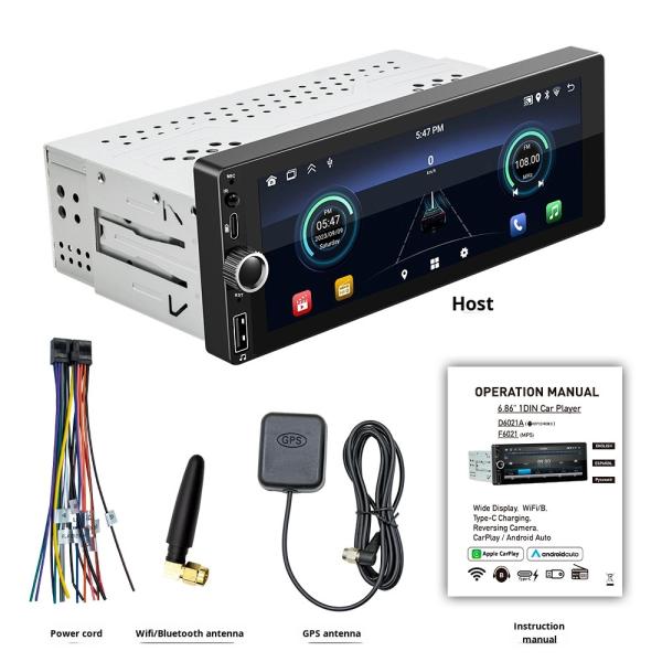 Creatall 6.86 Inch All-In-One Wireless Dashboard Carplay Smart Android GPS Navigation HD Reversing Image for Bluetooth