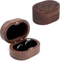 Boîte à bagues en bois de haute qualité Boîte à bagues circulaire de noyer Mariage cadeau de la Saint-Valentin peut être personnalisé logo laser