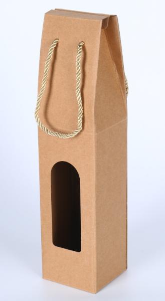 UV Coating 2 Ply Wine Bottle Paper Bags With Cut Out Windows wine bottle drawstring fabric bag packaging