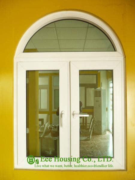 White PVC Windows With Arched For Villas, 6mm tempered glass, double swing casement window