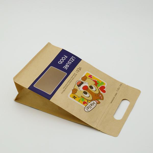 Vente en gros de sac debout à fond plat emballage alimentaire fermeture à glissière Brown Kraft sac en papier personnalisé
