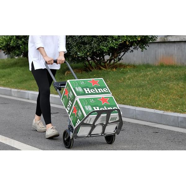 Folding Hand Truck Dolly, 264 Lb Capacity Heavy-Duty Luggage Trolley Cart Telescoping Handle and PP+EVA Wheels
