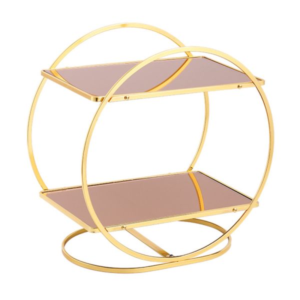 Round 2 Tier Cosmetics Storage Shelf Dresser Desktop Metal Large-capacity Perfume Display Holder Makeup Brush Lipstick Organizer