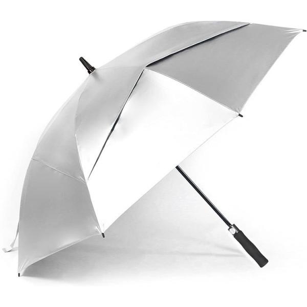 Windproof UV Blocking Golf Umbrella with All-fiber Ribs and False Double Layer Design