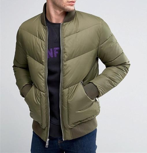 Big Size Winter Down Bomber Jacket , Slim Fit Nylon Flight Jacket Dry Clean