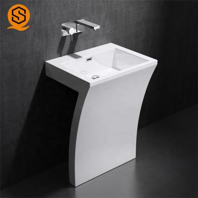 Bacia de lavagem branca do suporte do Lavabo de superfície contínuo à prova de fogo da bacia de lavagem