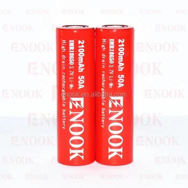 Bateria portátil 18650 Li-Ion de alta descarga 2100mAh 3.7V Max 50A com topo plano