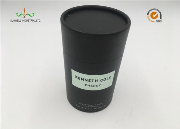 Custom Printed Black Color Cardboard Cylinder Tubes , Deodorant Paper Tube Packaging