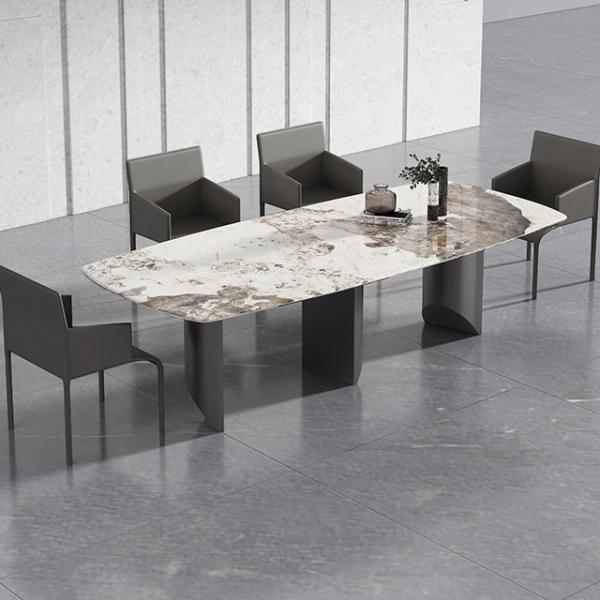 Geometric Structure Italian Marble Top Table Rectangular 200cm Long