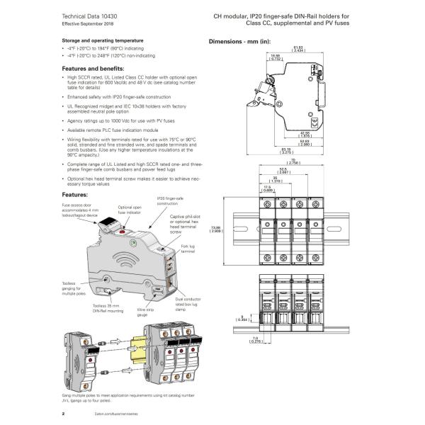 CHM1DIU Modular Din Rail Holder IP20 Finger Safe For PV Fuses