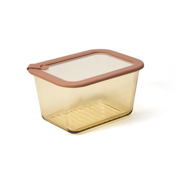 Amber Color Deep Glass Produce Storage Containers With Vented Glass Lid Bpa Free