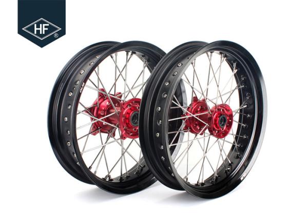 18 Inch CNC Aluminium Aftermarket Motorcycle Wheels ,  Black Motorcycle Rims With Hub