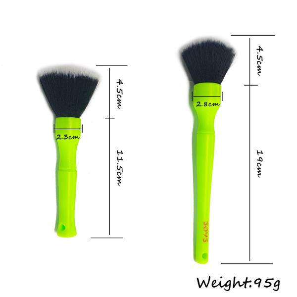 Green Color Car Detailing Brush Kit 16cm Soft PBT Filament