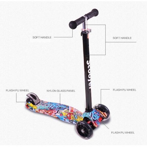 Plastic 3 Wheel Kids Kick Scooter for Outdoor Sports Riding and Fun Design