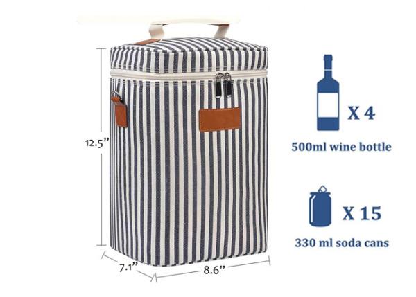 Nylon Travel Insulated Wine Tote Bag , Leakproof Wine Cooler Carry Bag