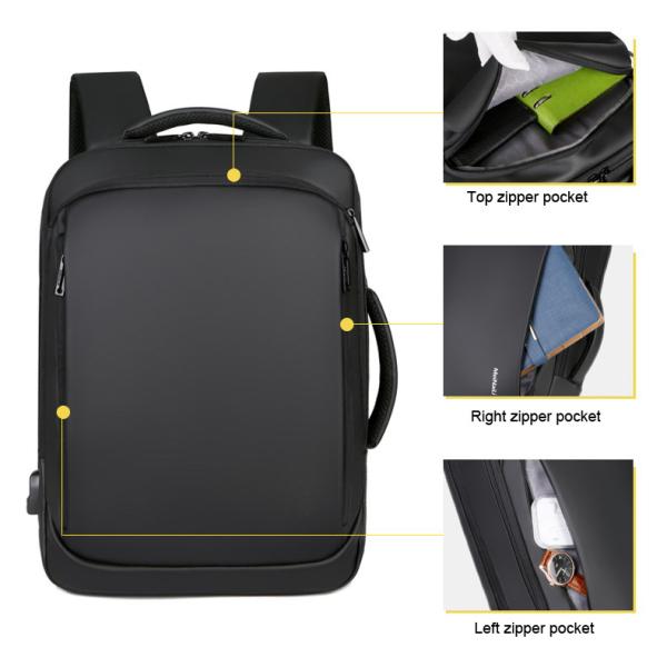 Противоукраденный водонепроницаемый деловой рюкзак Рабочий ноутбук рюкзак ПВХ ткань Полет одобрен