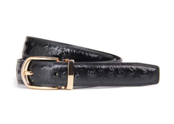 Daily Life 2.0CM Ostrich Grain Ladies Leather Belts With Gold Buckle