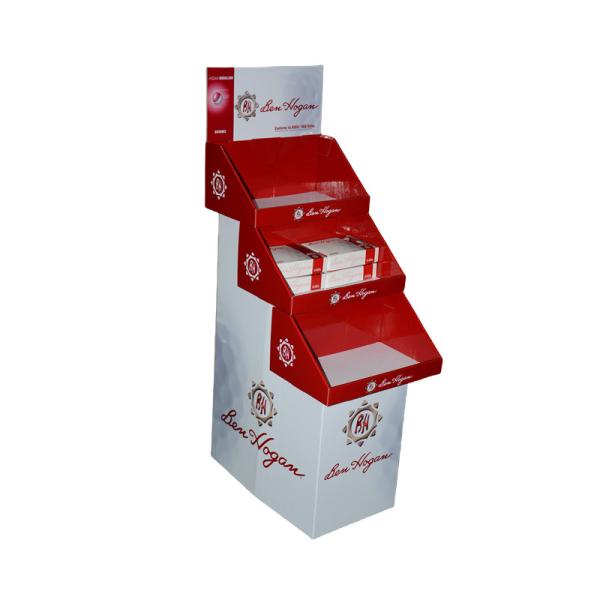 Glossy / Matte Lamination Cardboard Stand Display Custom With Metal Hooks