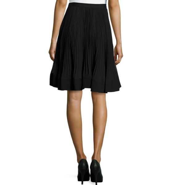 Black Pleated Skirt with Banded Hem