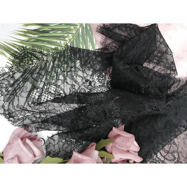 Черный Тюль составил французскую черную ткань шнурка Chantilly