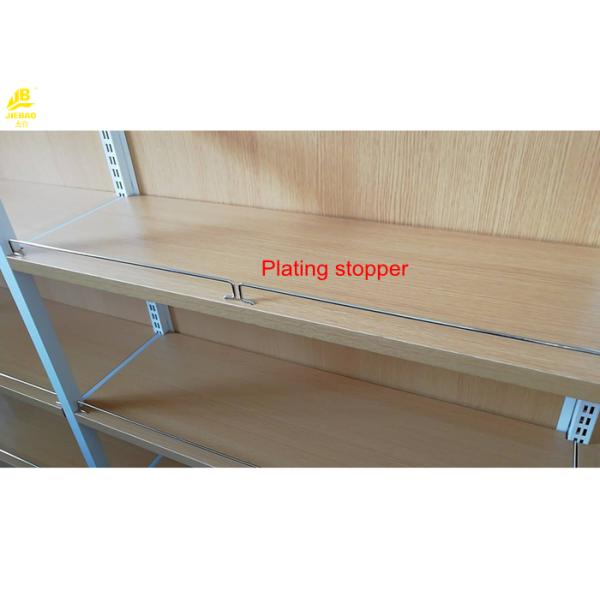 Wide Gondola Wood And Metal Shelves With Steel Frame Black Color 300mm/350mm