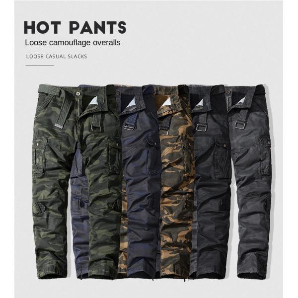 Men's Multi-Pocket Camouflage Overalls in Pure Cotton with Mid Waist and Straight Fit