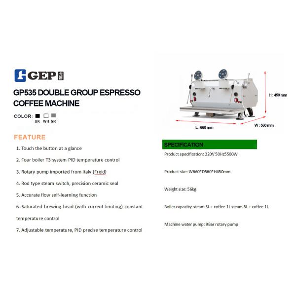 220V Gep Profissional Semi-Automático Duplo Grupo Espresso Máquina de Café para Café