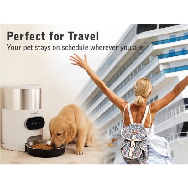 3L Stainless Steel Smart Dog Feeder WiFi Controlled Pet Feeding Machine Timed and Quantitative
