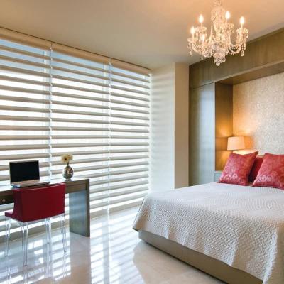 Customized Bathroom Anti UV and Heat Insulation Electric Motorized Shangrila Blinds
