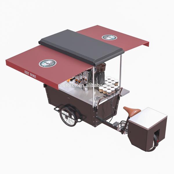 Wooden Bicycle 15km/H 25° Climbing Coffee Vending Cart