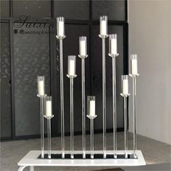 ZT-323H Vente à chaud décor d'événement de luxe pièces centrales longue base 10 porte-bougies de cristal