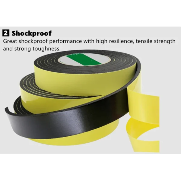 Strong Adhesion EVA Black Sponge Foam Rubber Tape Anti-Collision Seal Strip 1/2/3/5mm for Packaging and Speaker
