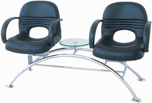 2 Or 3 Seat Salon Waiting Chairs With Table , Hair Salon Reception Chairs 38cm Seat Height