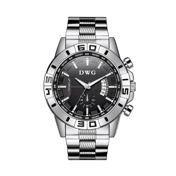 Chronograph Mens Quartz Watch SS Strap 42mm Case Calendar Wrist Watch