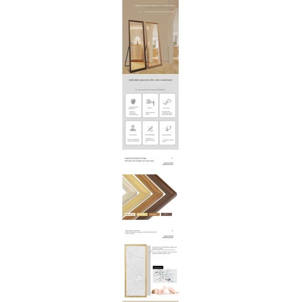 Custom Large Full Size Long Wall Floor Standing Mirror with Glass Rectangular Frame