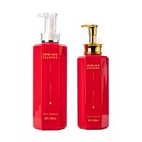 500 ml/700 ml Rectangle rouge lisse avec pompe blanche/or pour bouteille de lotion shampooing