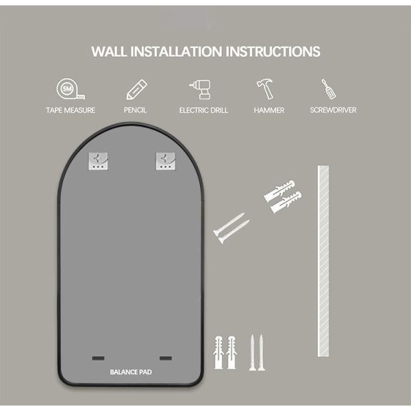 Wall Mounted Metal Frame Arch Bathroom Mirror Decorative Dressing Mirror For Bedroom