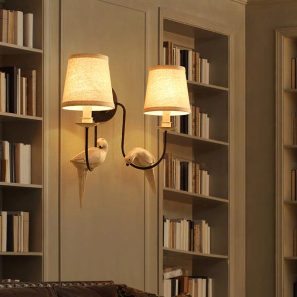 Retro loft wall lamp double heads bird light study office stair aisle living room bedroom Birds wall light9WH-VR-45)