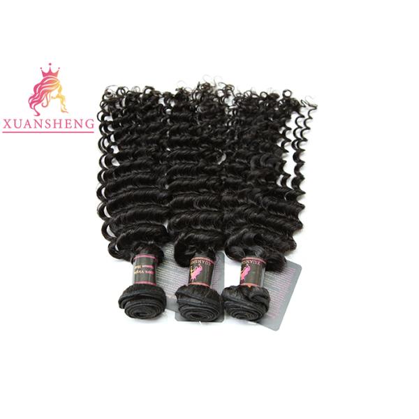 Natural Deep Wave 100% Peruvian Hair Bundles Thick Bottom Double Weft