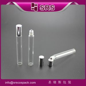 SRS empty 15ml glass roller ball bottle for perfume with aluminum shiny cap