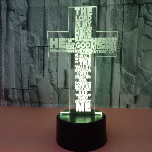Custom religion sign words picture Cross Christian 3D night Lights LED Vision USB lamp