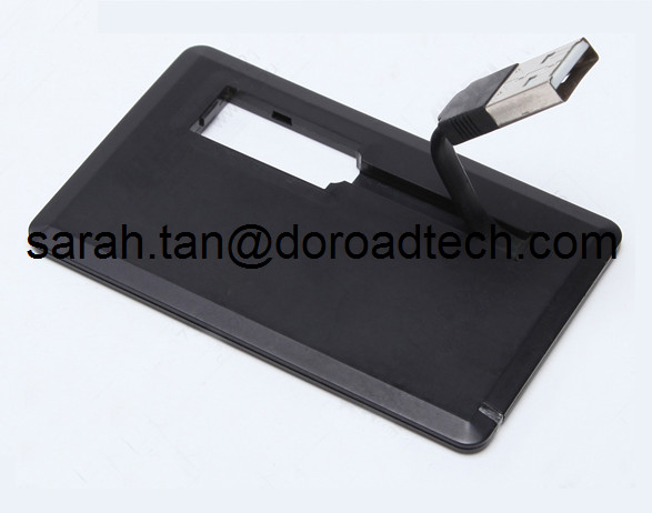 Business Card USB Flash Drive with Data Cable, Plastic Credit Card USB Stick with Cable
