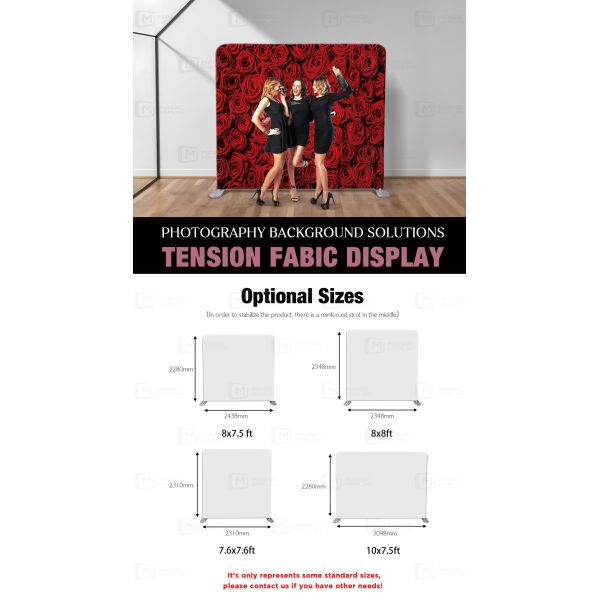8x8ft Pillowcase Backdrop with Dye Sublimation Printing and Portable Fabric Stand for Exhibition Booth