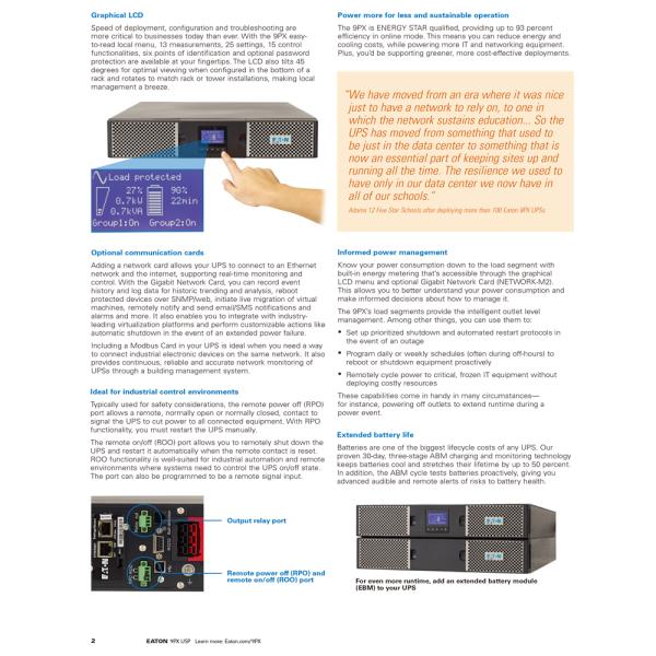 EATON UPS Бренд 9PX UPS 100 кВА однофазные онлайн-упсы для фармацевтического производства