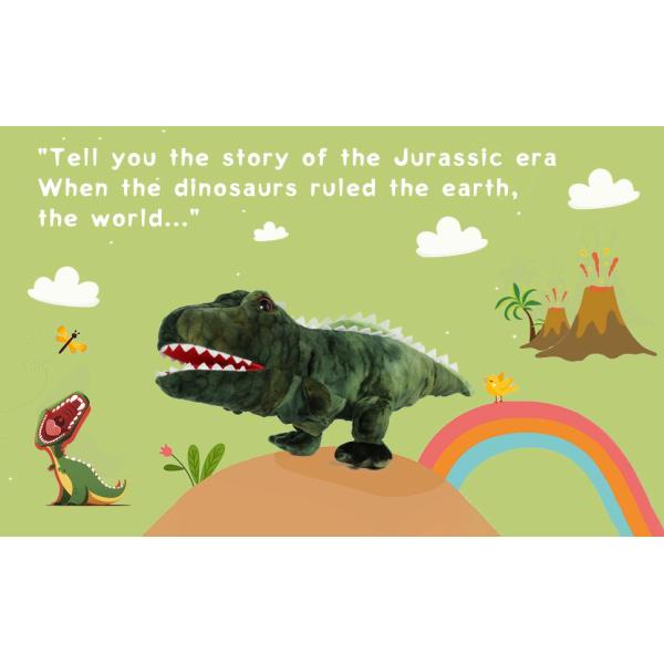 MorisMos 15-Inch Blue Triceratops Hand Puppet Unisex Movable Mouth Stuffed Toy Dinosaur Great Role Play Plush Cotton Polyester