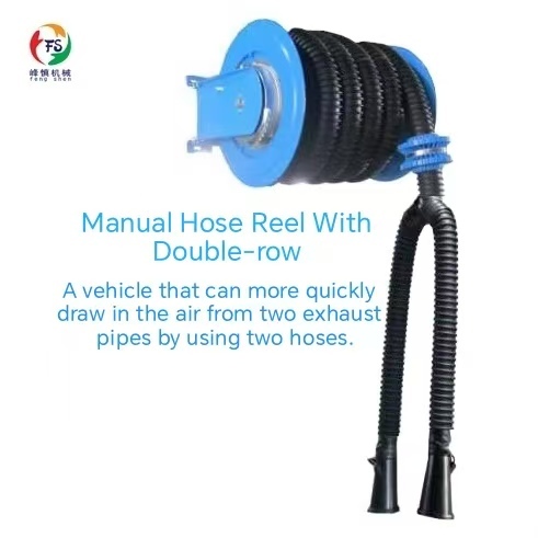 Two Nozzle Motorized Hose Reel Exhaust Extraction System Repair Garages Industrial Hose Reel