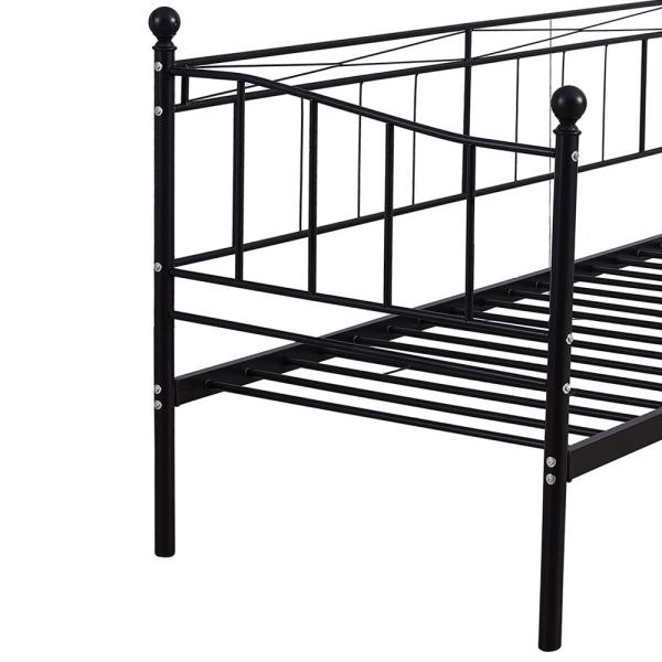 Black Wrought Iron Daybed Frame Indoor Decoration Contemporary Design